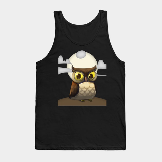 Cute Owl Full Moon Halloween Design Tank Top by Up 4 Tee